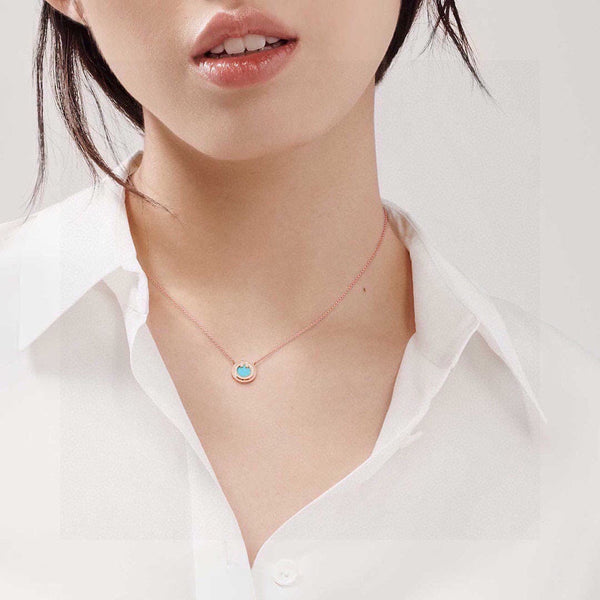 18K Tiffany Diamond & Turquoise Circle Pendant Necklace – JewelsFIts