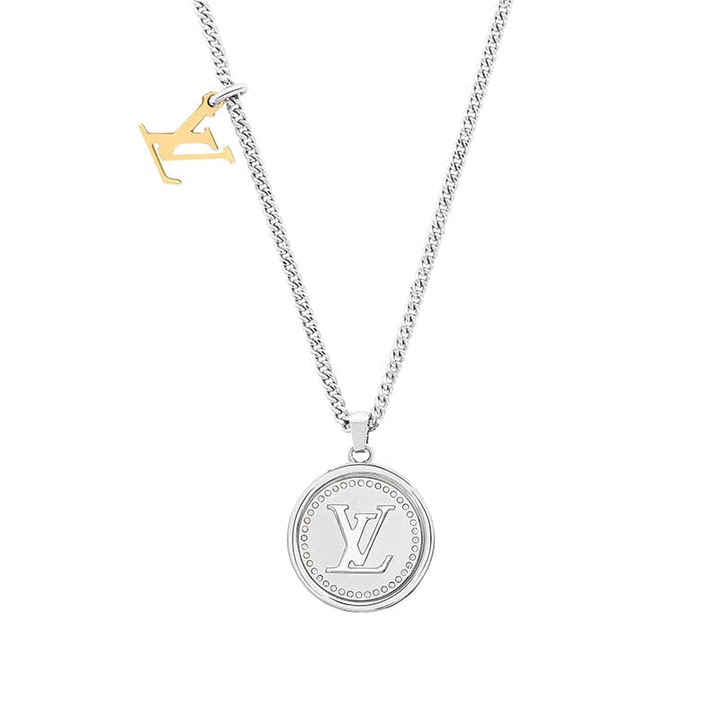 LOUIS VUITTON necklace LV catch gold silver